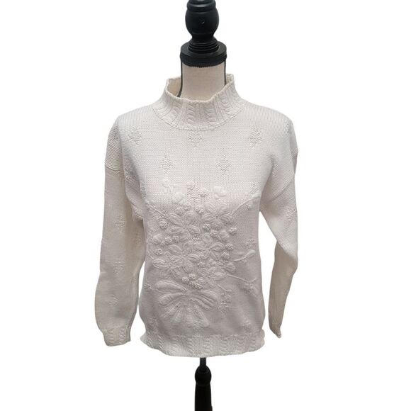 Vintage Norm Thompson 100% Cotton Sweater with Embroidery. Size M. - Picture 1 of 12